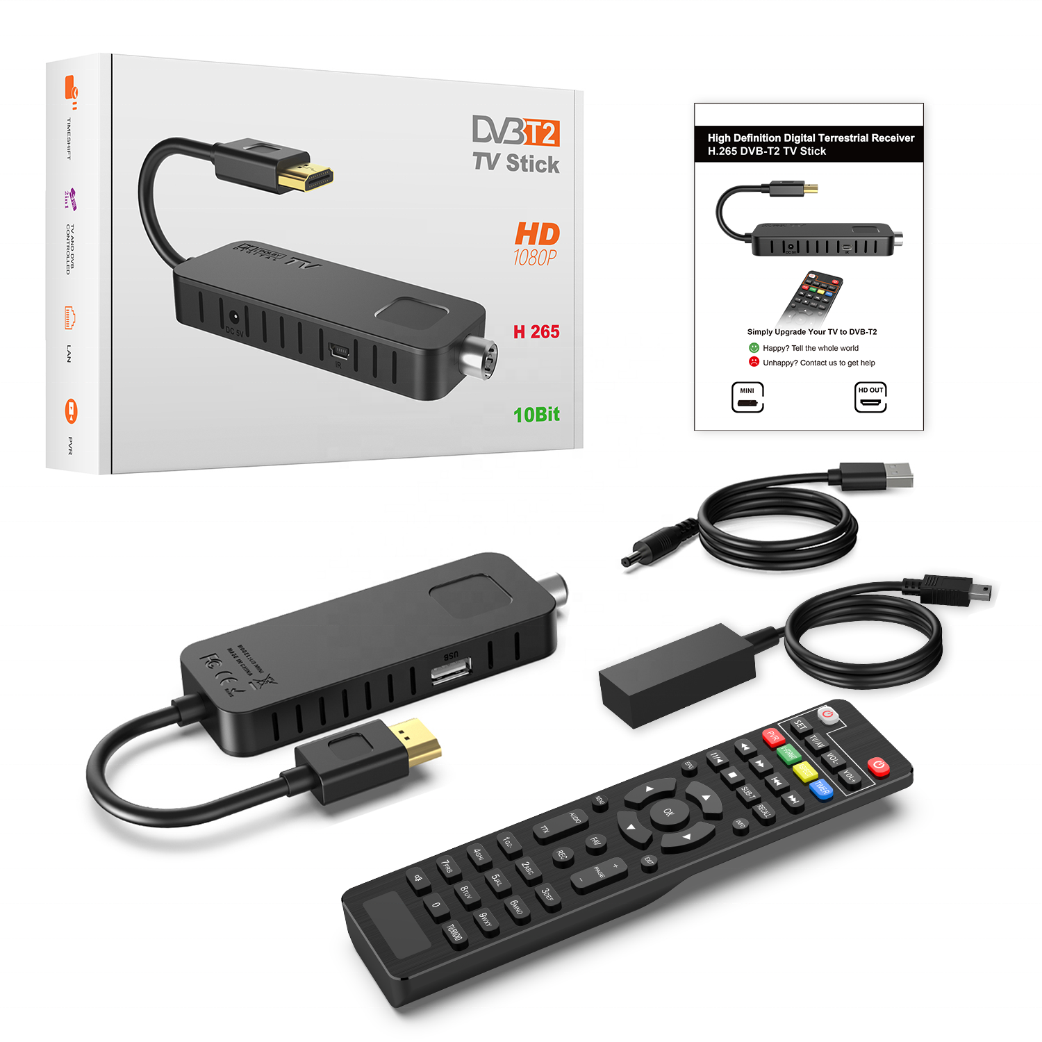 Software Support Digital Terrestrial TV Receiver H265 Decoder Set Top Box STB stick sender dvb t2 full hd TV Stick