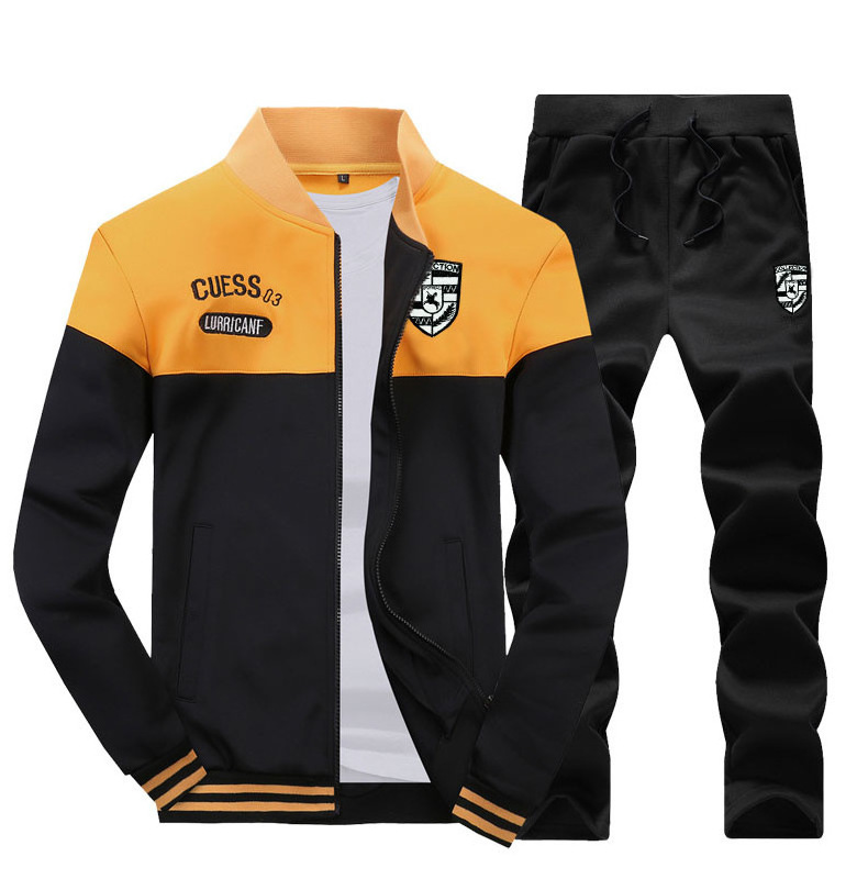 High quality custom slim fit cotton jogging suit tracksuit set men sweatsuits baseball jacket varsity jacket for men with zip