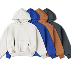 Custom Heavy Cotton Thick Stringless Oversize Plain Hoodies No String Pullover Bulk Oversized Sublimation Blank Hoodies