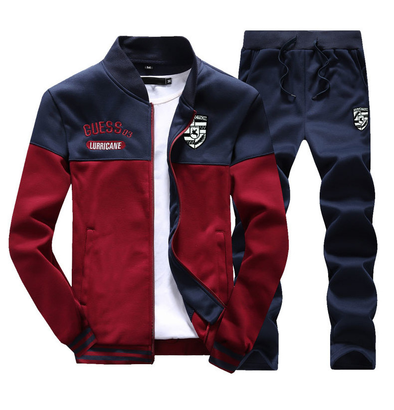 High quality custom slim fit cotton jogging suit tracksuit set men sweatsuits baseball jacket varsity jacket for men with zip