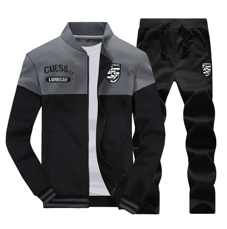 High quality custom slim fit cotton jogging suit tracksuit set men sweatsuits baseball jacket varsity jacket for men with zip