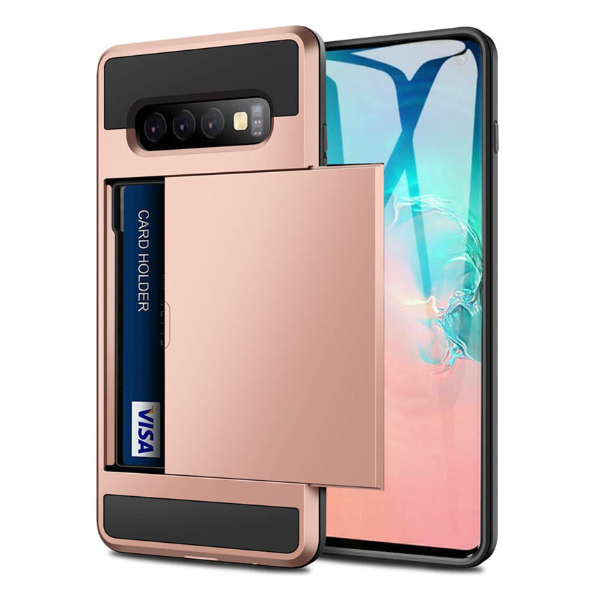 Shockproof Case Hybrid Card Slide Phone Cover For Samsung Galaxy Note 10 Plus 5G S10 S9 S7 Edge S8 S8 Plus Wallet Case