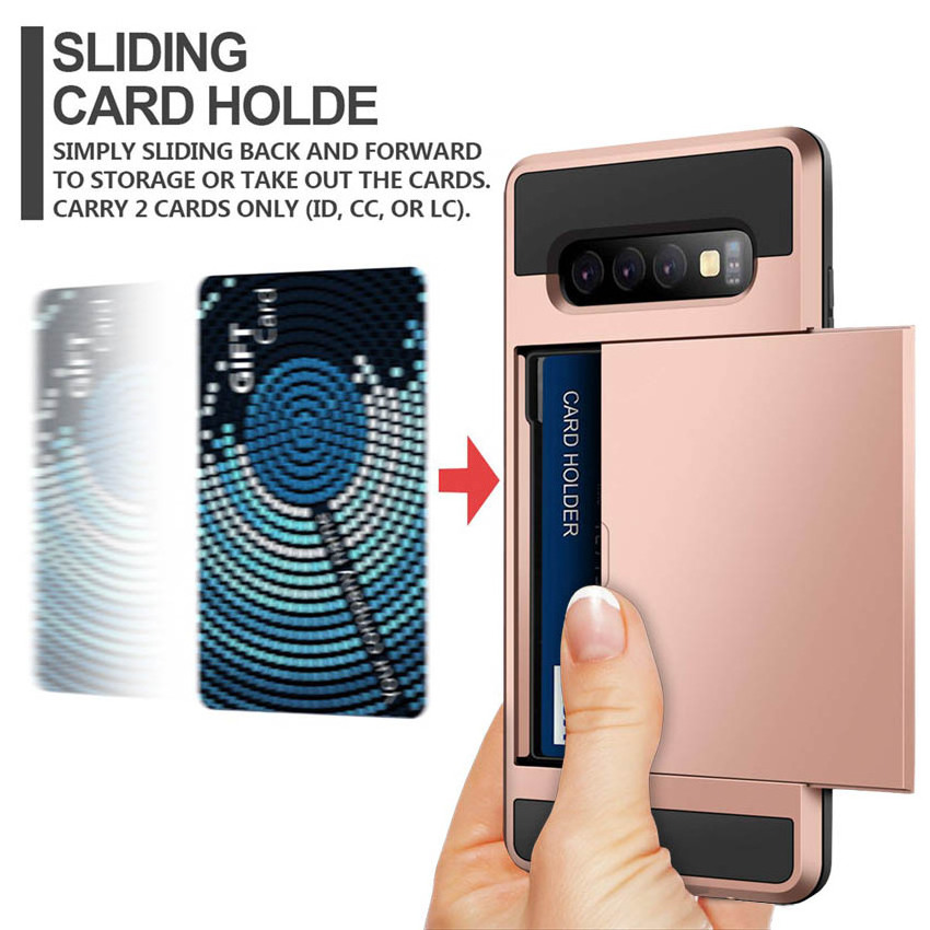 Shockproof Case Hybrid Card Slide Phone Cover For Samsung Galaxy Note 10 Plus 5G S10 S9 S7 Edge S8 S8 Plus Wallet Case