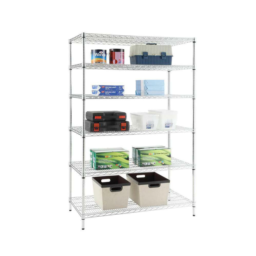 Metal Wire Shelving Unit Shelves Storage Silver 6 Tier Heavy Duty