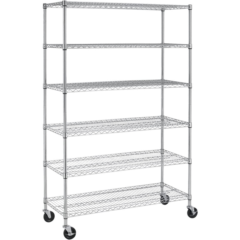 Warehouse Storage Shelves Chrome Plated Wire Shelving Units Metal Shelf with Wheels NSF Certification Adjustable wire rack