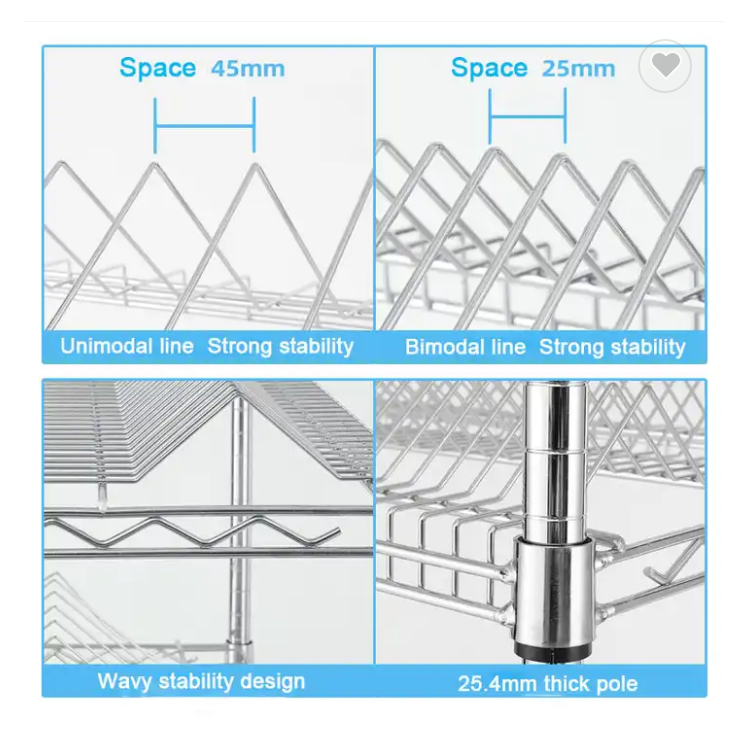 Hot Selling SMT Reel Use Shelf ESD Chrome 5 tiers Light Duty Wire Racking Manufacturer stainless steel wire shelving