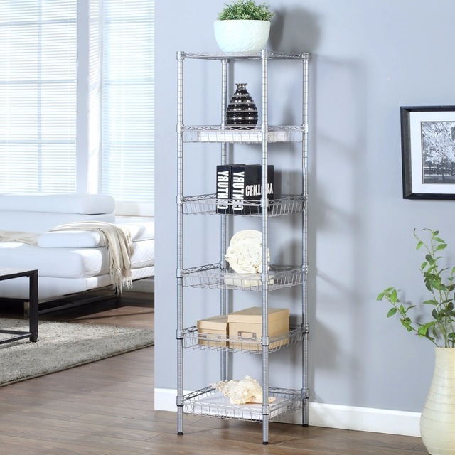 6-Tier Space Saving Rolling Metal Wire Shelves Storage Shelf Storage Rack for Home Kitchen Display Rack Shelf