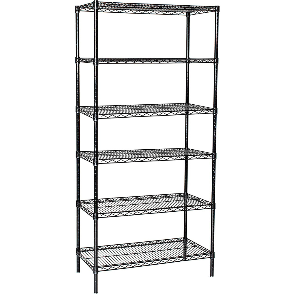 6 Tier Black Startert Wire Shelving  heavy duty metal shelving