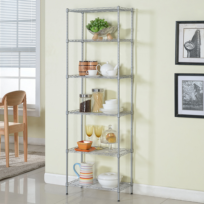 6-Tier Space Saving Rolling Metal Wire Shelves Storage Shelf Storage Rack for Home Kitchen Display Rack Shelf