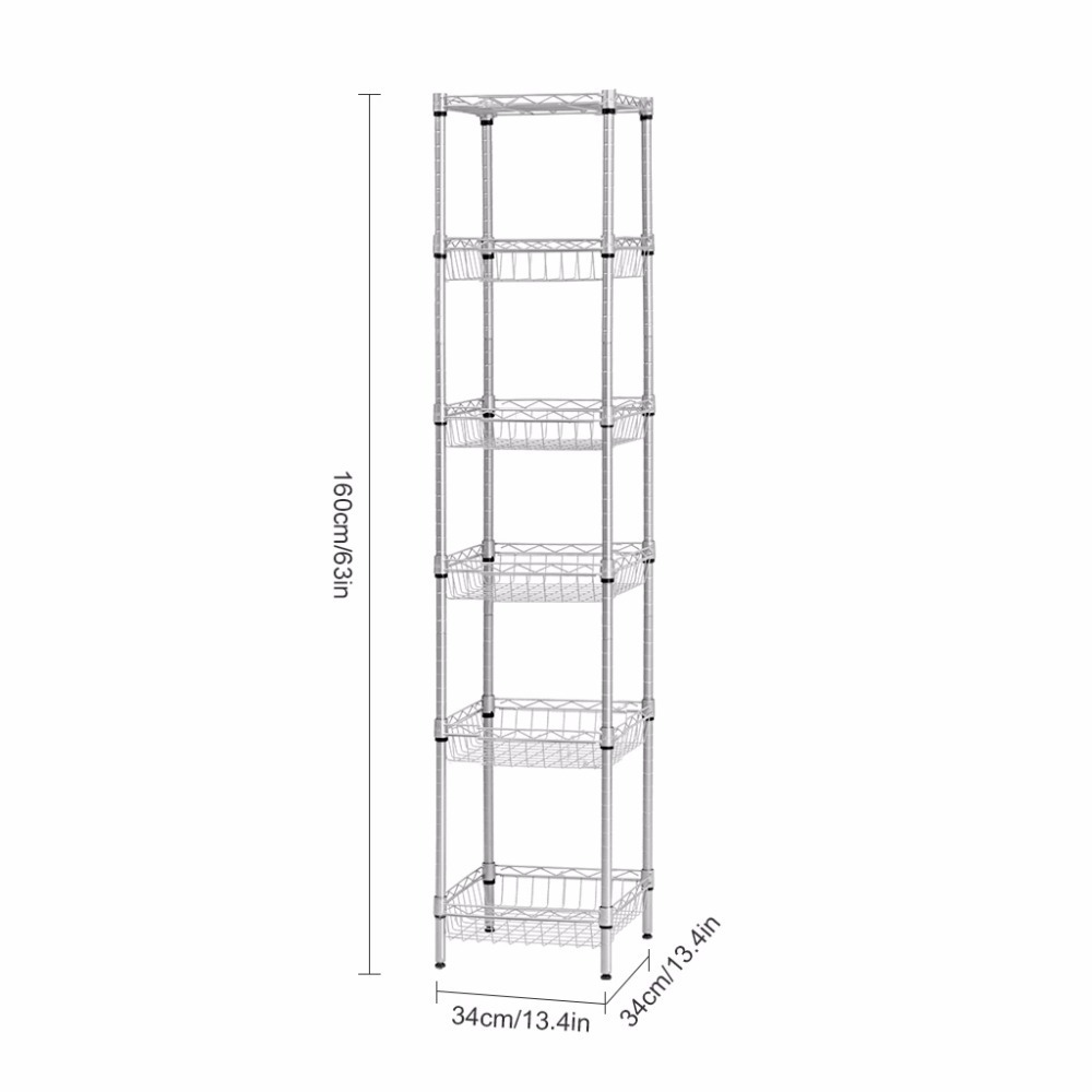 6-Tier Space Saving Rolling Metal Wire Shelves Storage Shelf Storage Rack for Home Kitchen Display Rack Shelf