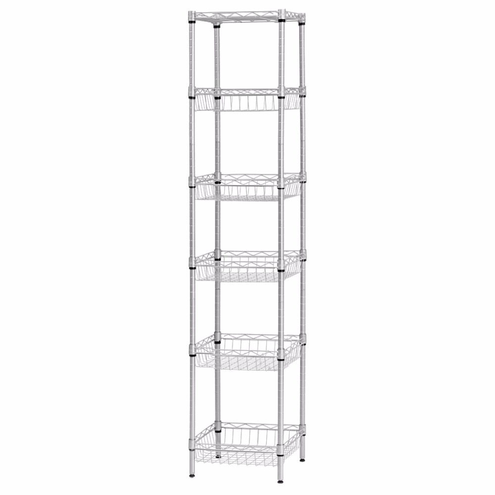 6-Tier Space Saving Rolling Metal Wire Shelves Storage Shelf Storage Rack for Home Kitchen Display Rack Shelf