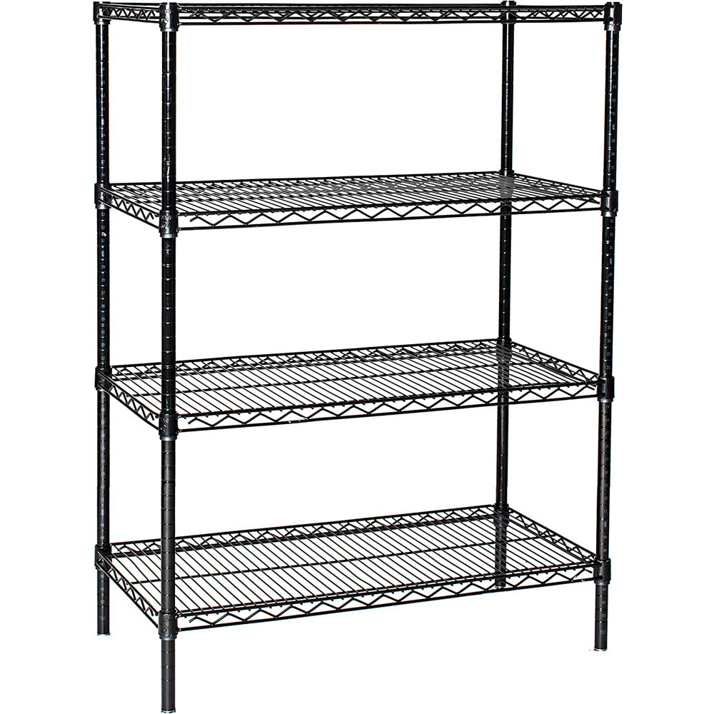 4 Tier Black Startert Wire Shelving  heavy duty metal shelving