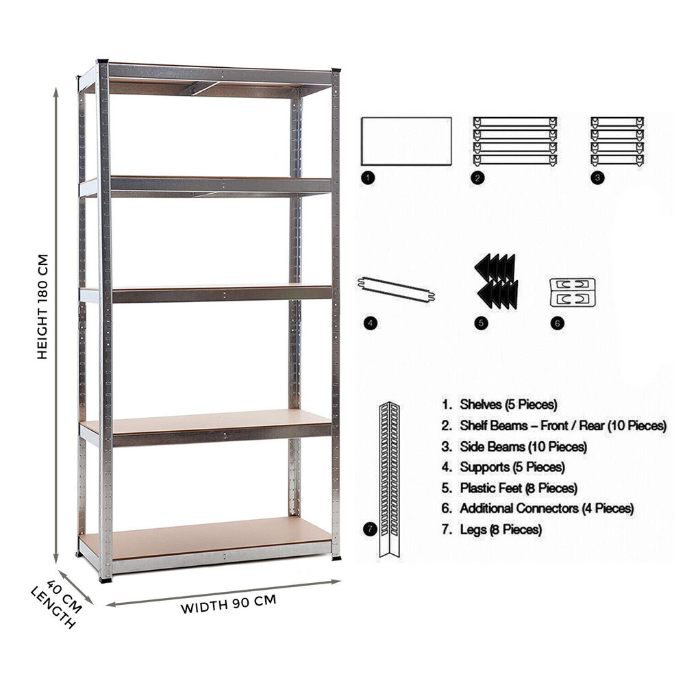 Boltless Heavy Duty 5 Tier Racking Shelf for Garage Storage