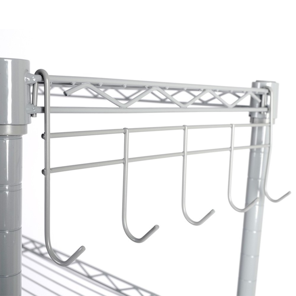 5-Tier NSF Wire Shelving With Hooks  Commercial Wire Shelf Rack Chrome Duty Utility Wire Rack