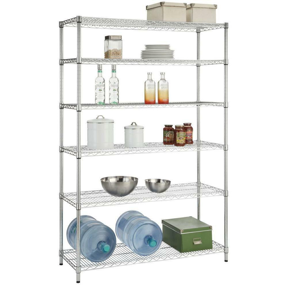 Metal Wire Shelving Unit Shelves Storage Silver 6 Tier Heavy Duty