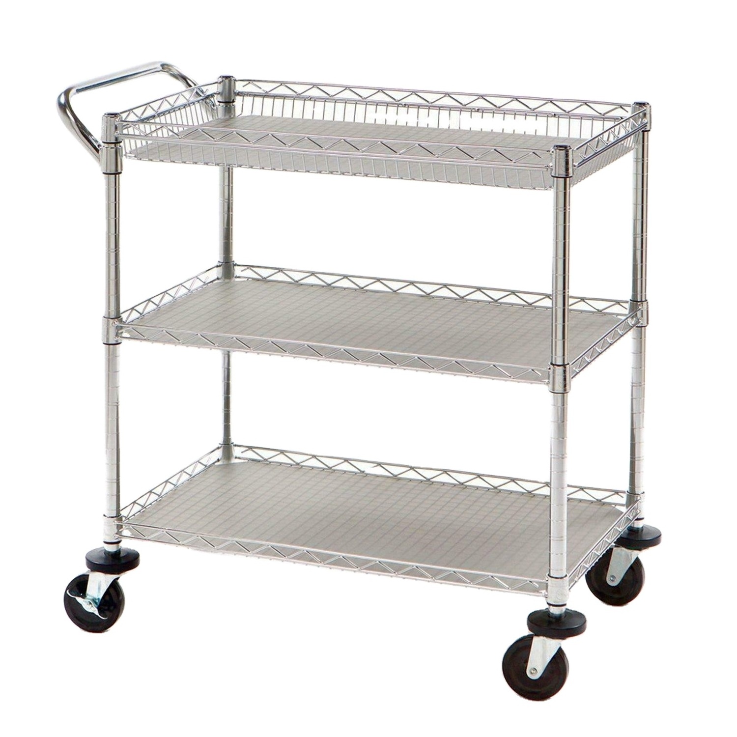 Heavy Duty 3 Tier Rolling Cart for Kitchen Organization, Garage Storage, Commercial and Industrial Use, NSF Certified