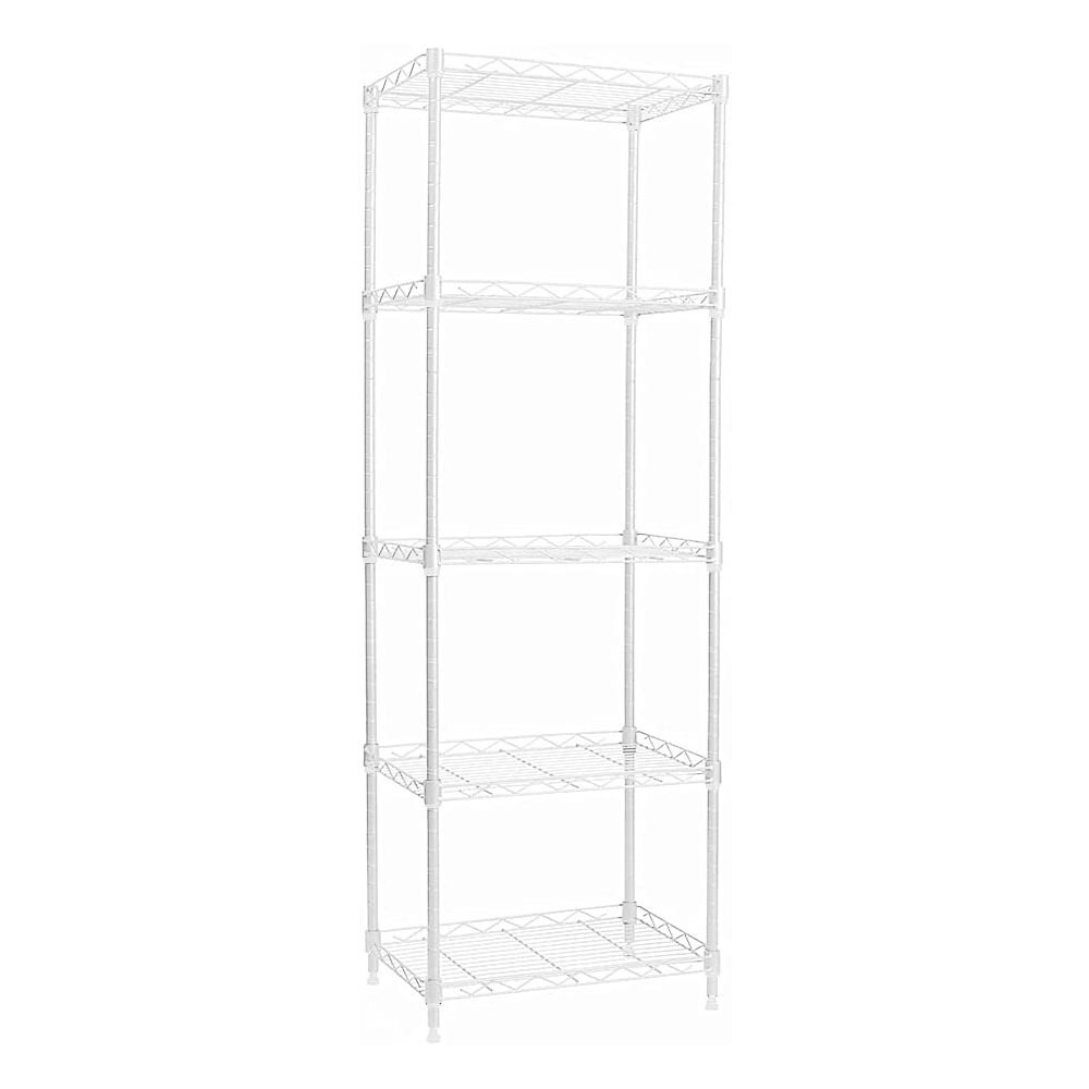 5-Wire Shelving Metal Storage Rack Adjustable Shelves, Standing Storage Shelf Units for Bathroom Kitchen Pantry Closet White