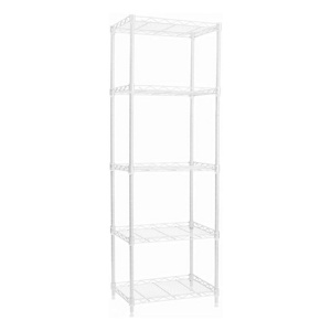 5-Wire Shelving Metal Storage Rack Adjustable Shelves, Standing Storage Shelf Units for Bathroom Kitchen Pantry Closet White