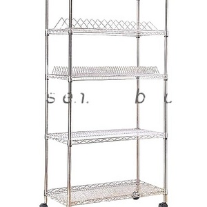 Mobile Chrome-Plated Hygienic Rack 5 Layers Restaurant Wire Shelving