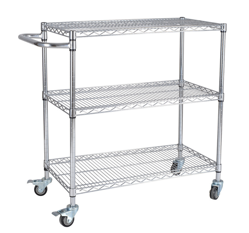 Heavy Duty 3 Tier Rolling Cart for Kitchen Organization, Garage Storage, Commercial and Industrial Use, NSF Certified