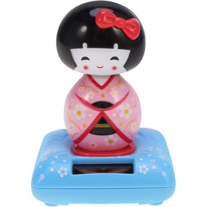 Solar Powered Dancing Toy Kimono Doll Figures Bobbleheads Dashboard Car Ornament for Car Dashboard Office Desk Decoratio