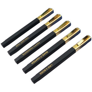 Factory Direct Sales Hotel Square Ballpoint Pen Advertising Gift Pen Custom LOGO Gold Case Black Soft Body Plastic Pen