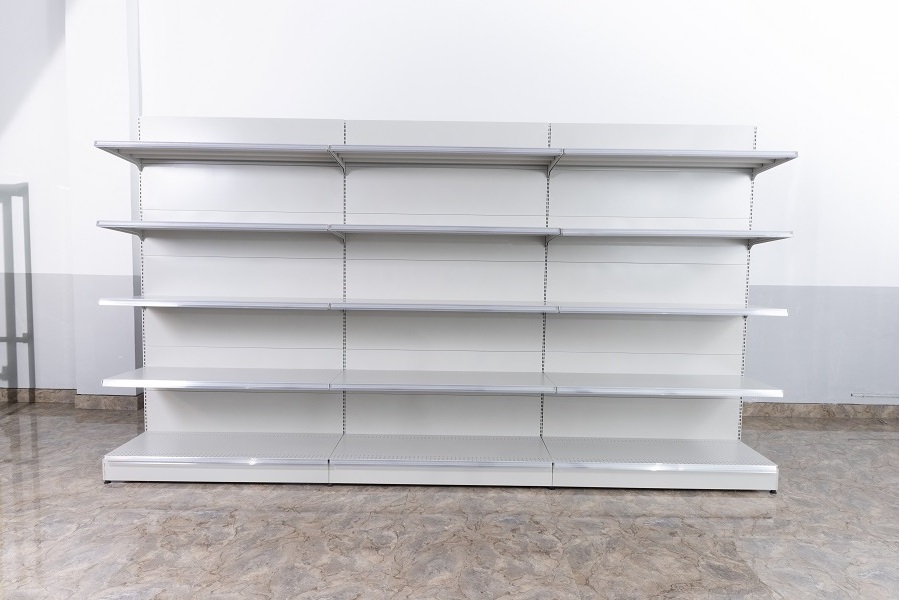 Customized size supermarket shelf gondola display stand metal shelving