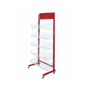 Hot Sale Wire Mesh Display Rack Single Side Shelf With Hanging Basket