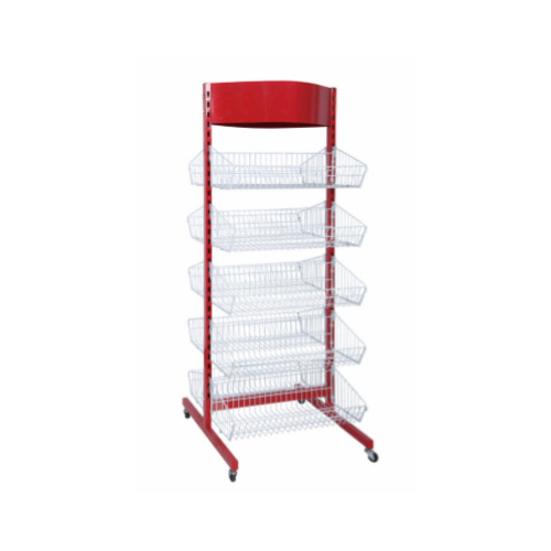 Hot Sale Wire Mesh Display Rack Single Side Shelf With Hanging Basket