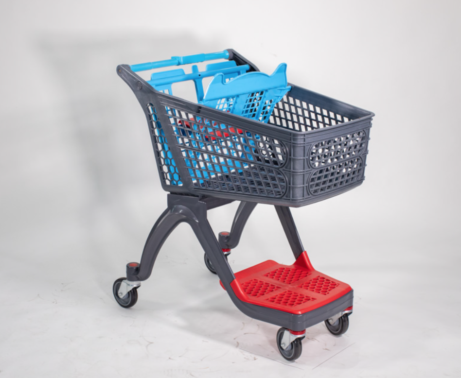 Hot sale customized plastic cart grocery store supermarket shopping trolley cart with baby seat