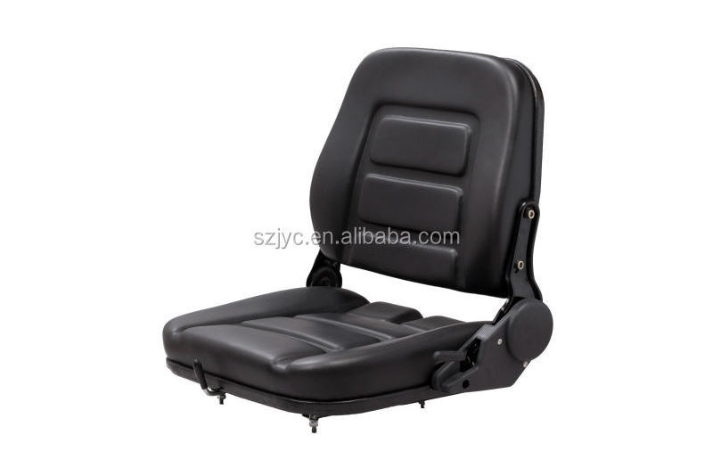 Adjustable Forklift Seat Black PVC Leather Cover With Armrest Safety Belt YH-16