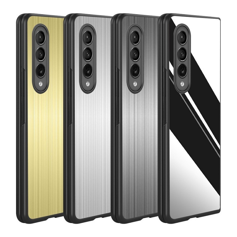 Stainless steel phone case Z Fold 3 brushed style film integrated metal protective case for Samsung Z Fold 4