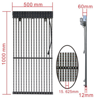 P10 P12.5 P16 Outdoor full color transparent led mesh curtain strip display screen