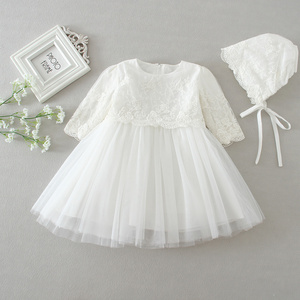 Hot Sale long sleeve white baptism dress baby christening gowns for wholesale