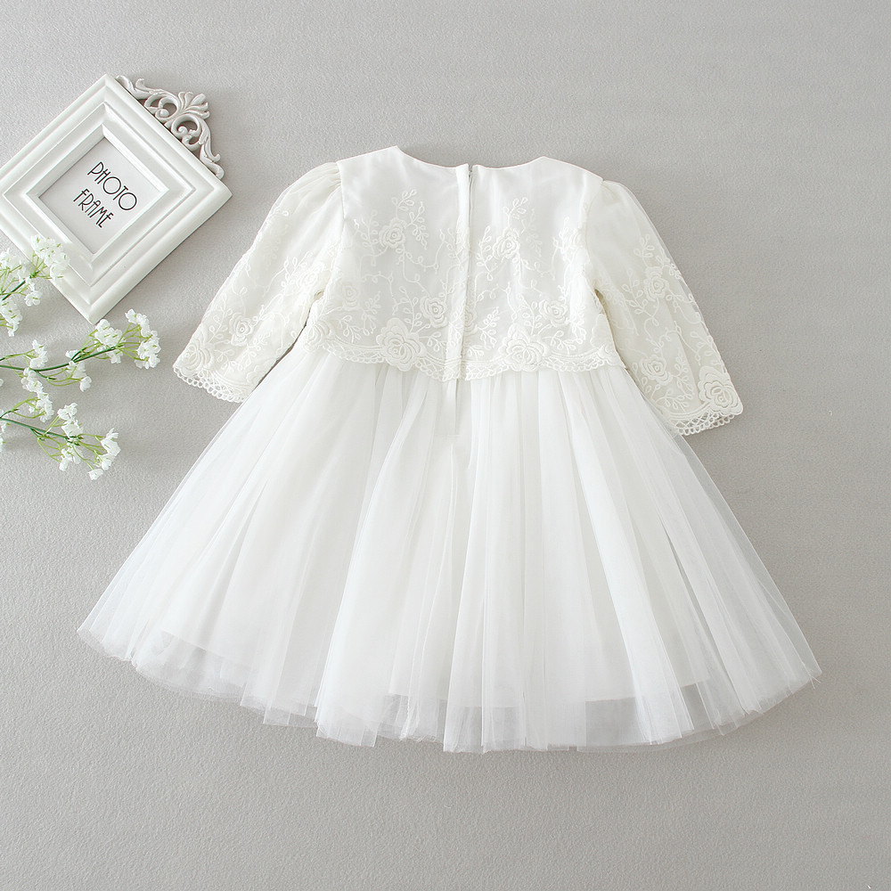 Hot Sale long sleeve white baptism dress baby christening gowns for wholesale