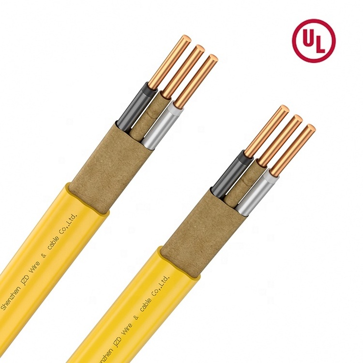 600V 3 Core Flat White Yellow Building Wire 14/2 14/3 12/2 10/2 8/2 6/2 4/2 W/G Solid Copper CU Electrical Cable