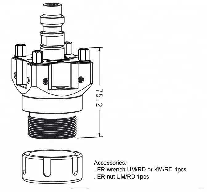 a-one edm collet drill chuck holder with ER32 collect ER-008566