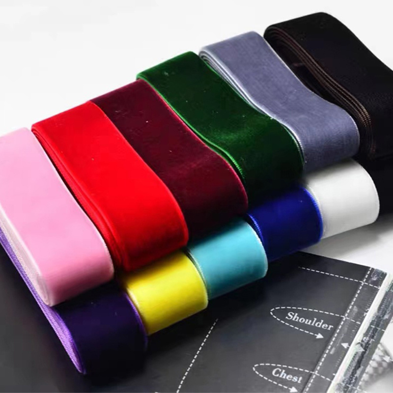 Customize Various Sizes Of Single Sided Nylon Ribbon Diy Accessories Non Stretch Ribbon Velvet Webbing