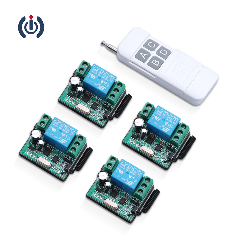 Factory price 12V wireless switch remote control 1 to 4 way light 433MHz rf remote control switch