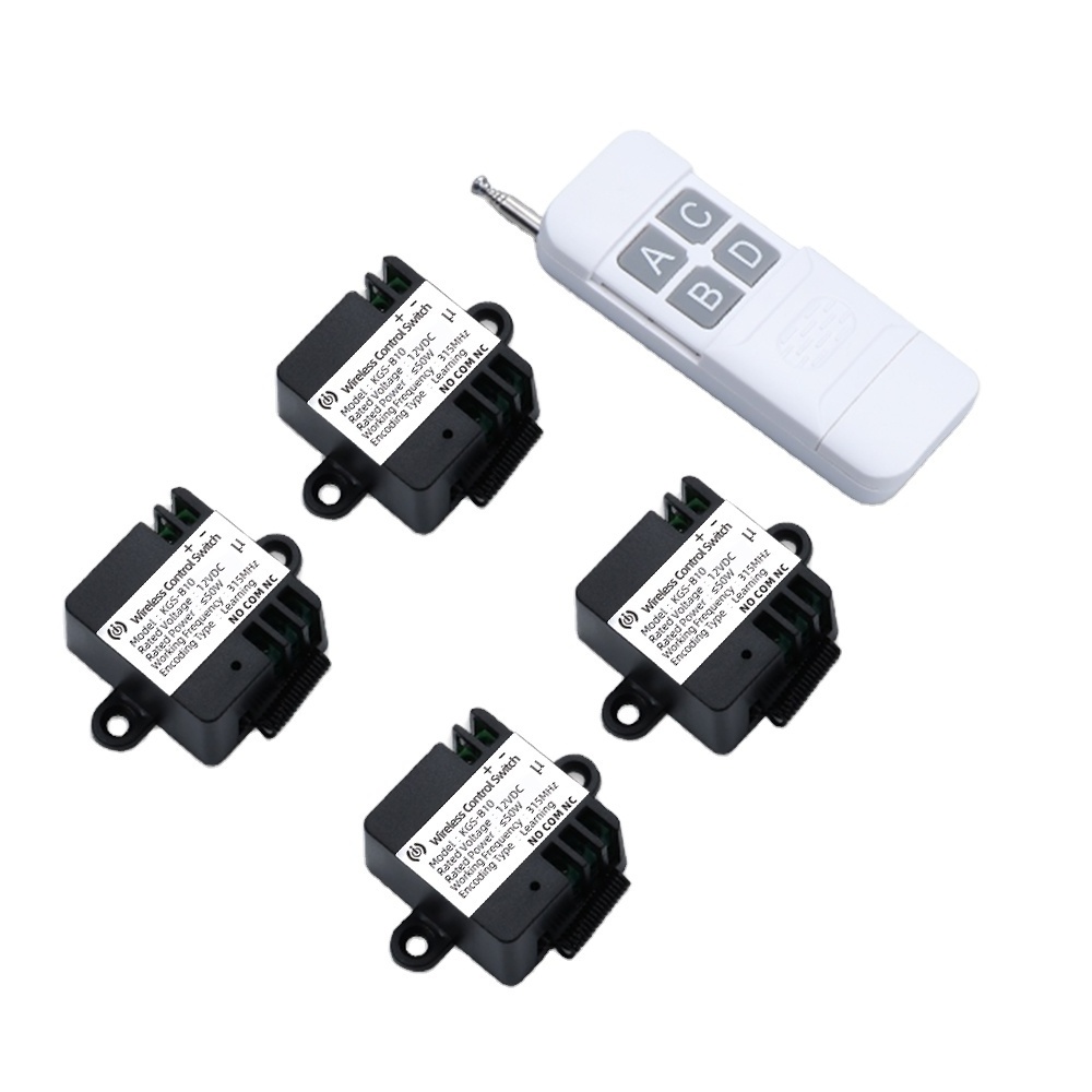 Factory price 12V wireless switch remote control 1 to 4 way light 433MHz rf remote control switch