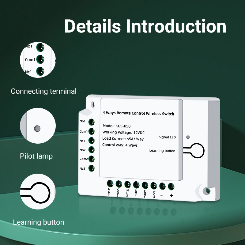 Good selling 4 channels switch 12V Electronic switches with remote control light switch RF 433MHz