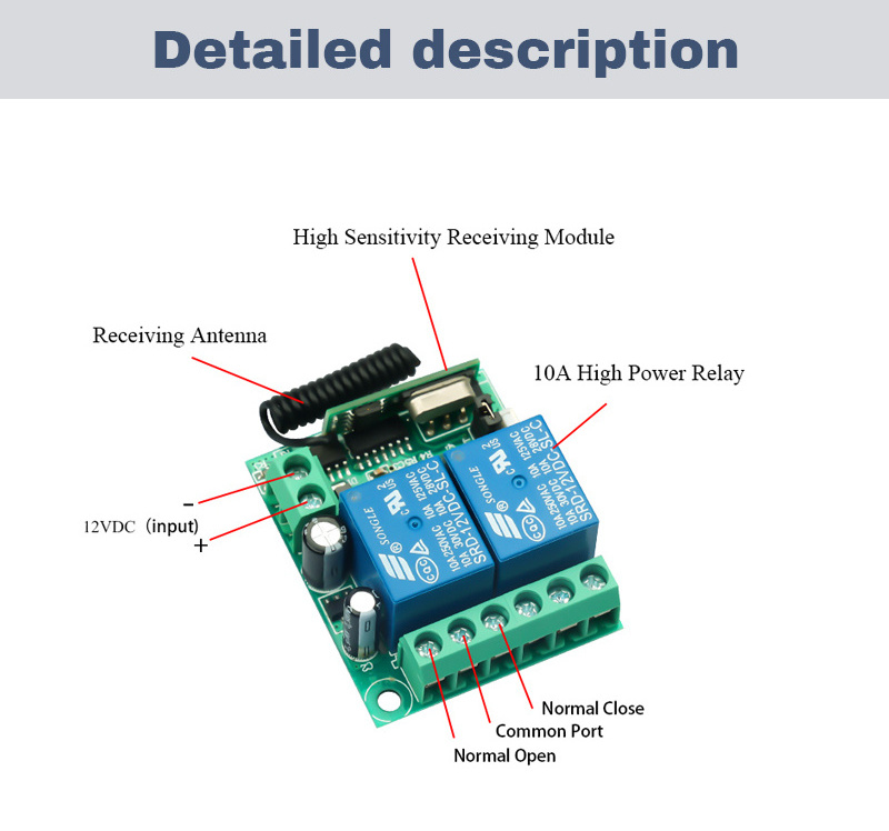 Direct Selling 12V relay button 2 channels switch with Remote Control wireless switch 433MHz RF Switch