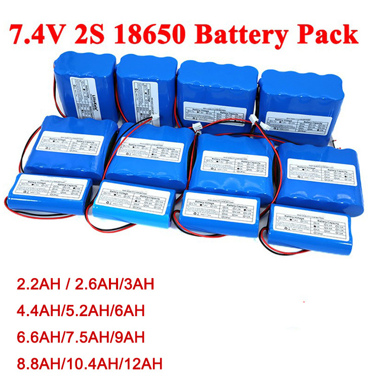 Rechargeable icr2s2p 5200mah li ion lithium-ion 2s2p li-ion battery pack lithium battery 18650 7.4v 4400mah for POS LED Light