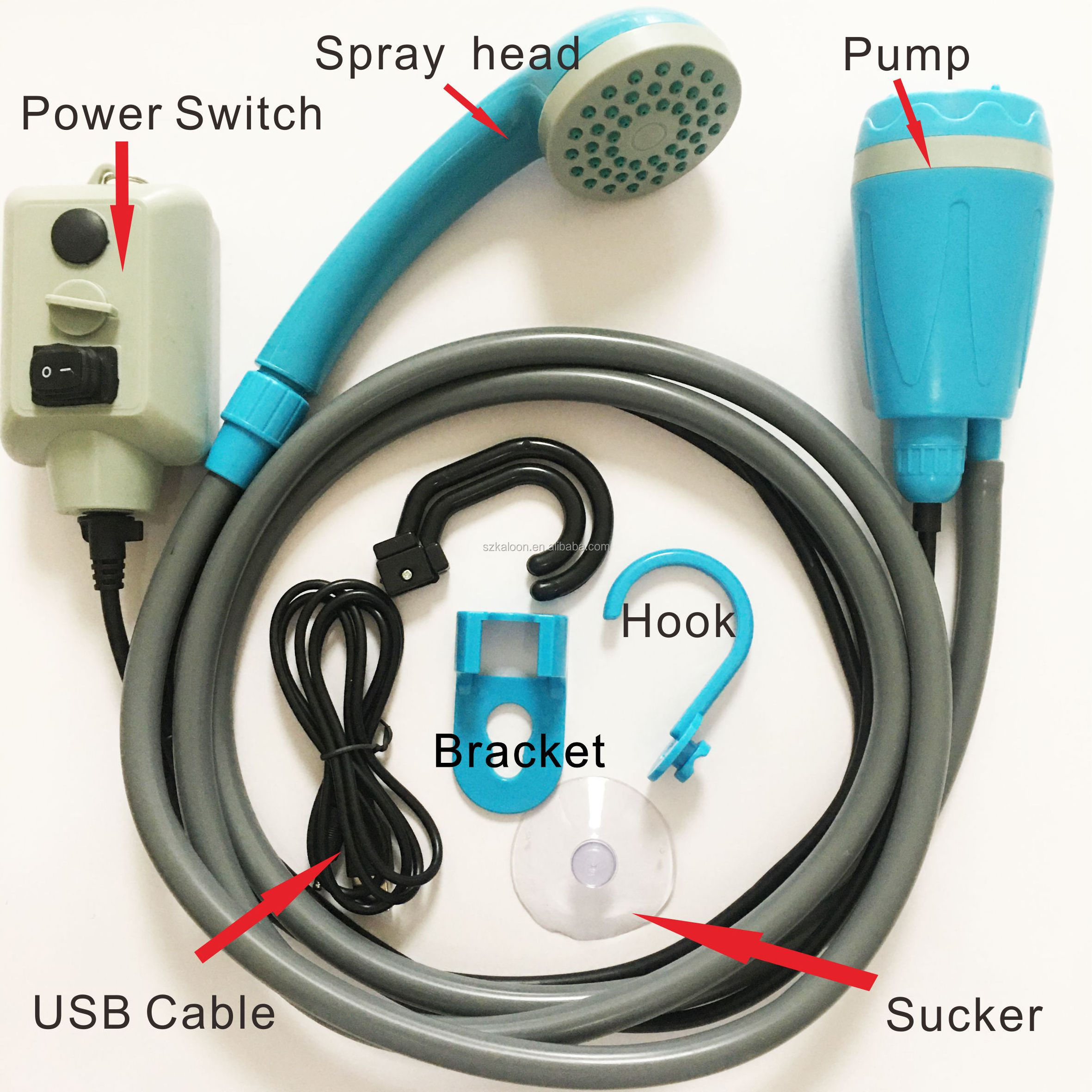 Portable Shower - Outdoor Camp Shower - rinse kit - Camping, Pool Shower, beach water rinse Rechargeable Battery