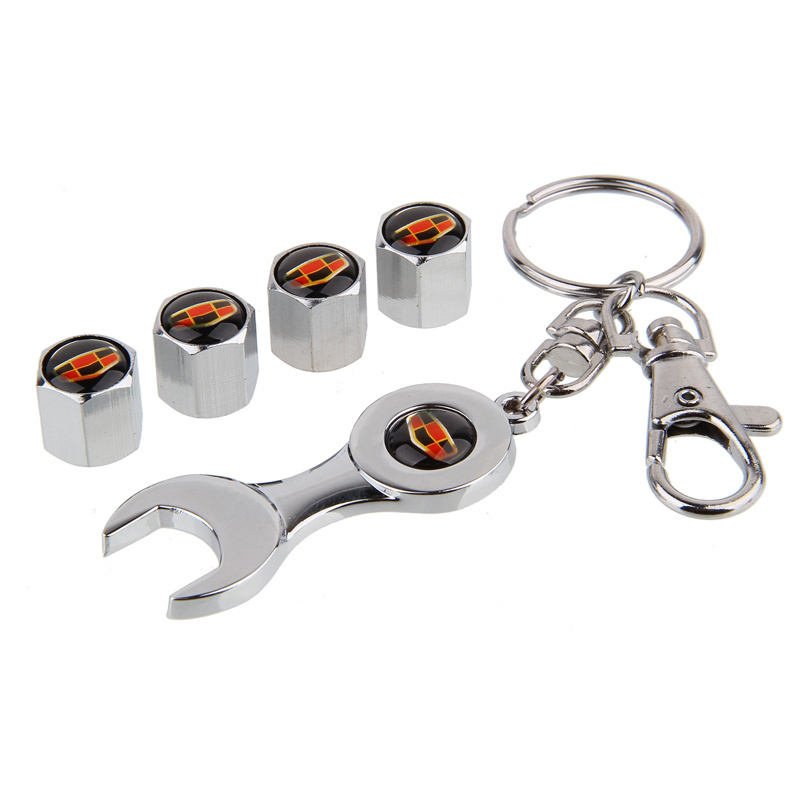 high quality car logo tyre valve caps with wrench and keychain