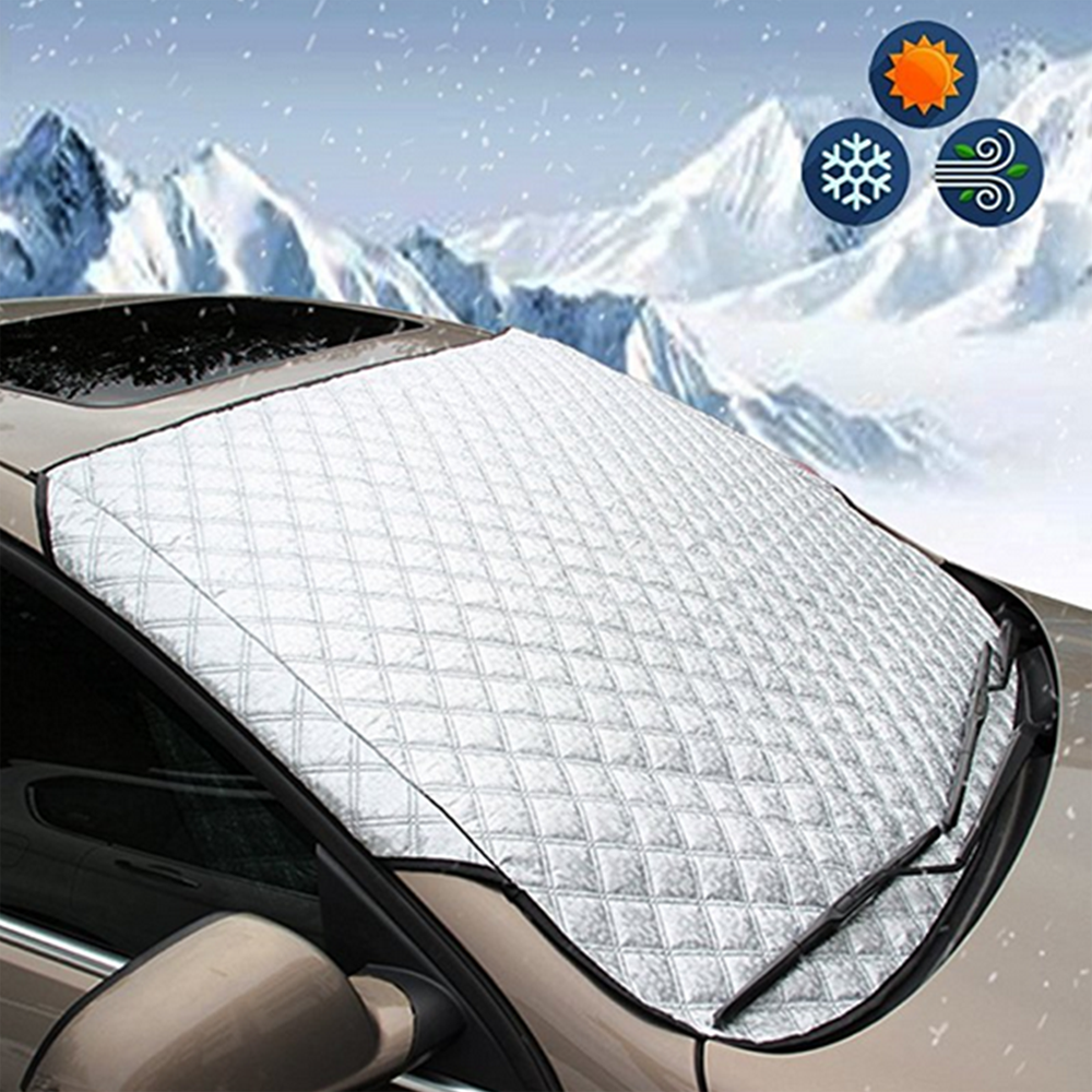 Outdoor Windproof Magnetic half Car Cover SunShade Protector Car Windshield Snow Ice Cover with Rear Mirror Covers