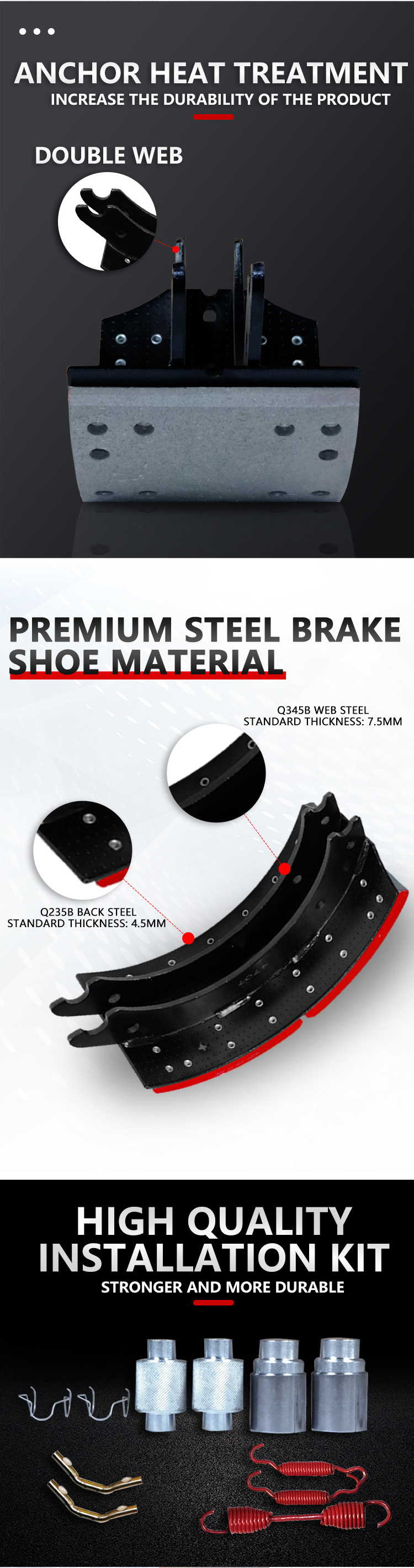 American Heavy Truck 4515Q 4707 4709 Truck Brake Shoe Assembly/Brake Shoe/Lining/Repair kit