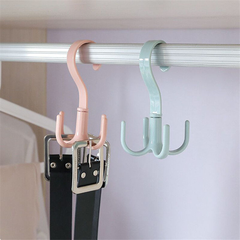 Rotatable 4-claw Multipurpose Scarf Clothes Hanger Belt Bag Storage Hook Plastic Clothes Hanger Four Claw Hook Shoe Hook