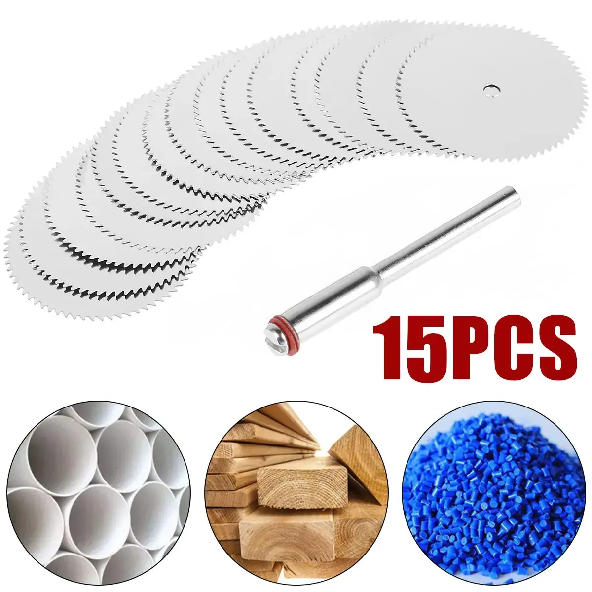 15Pcs Mini Circular Saw Blade Kit Stainless Steel Cutting Wheel Disc Rotary Tool Access for Dremel Metal Wood Cutting Discs