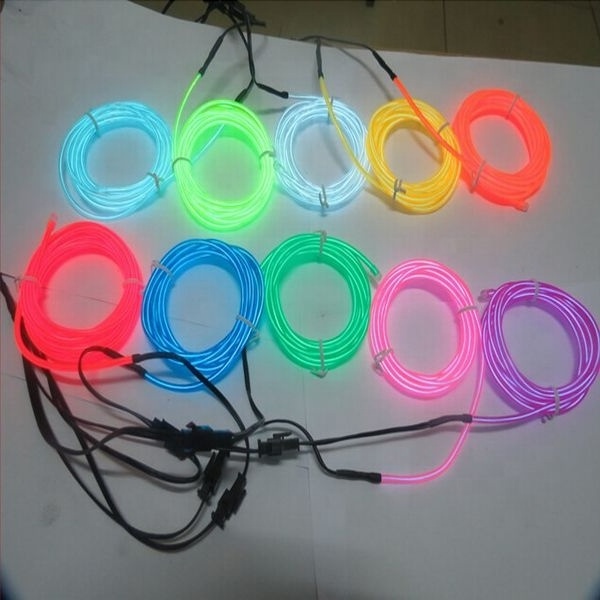 High bright multi color light up cold light electroluminescent el wire LED neon wire with battery pack